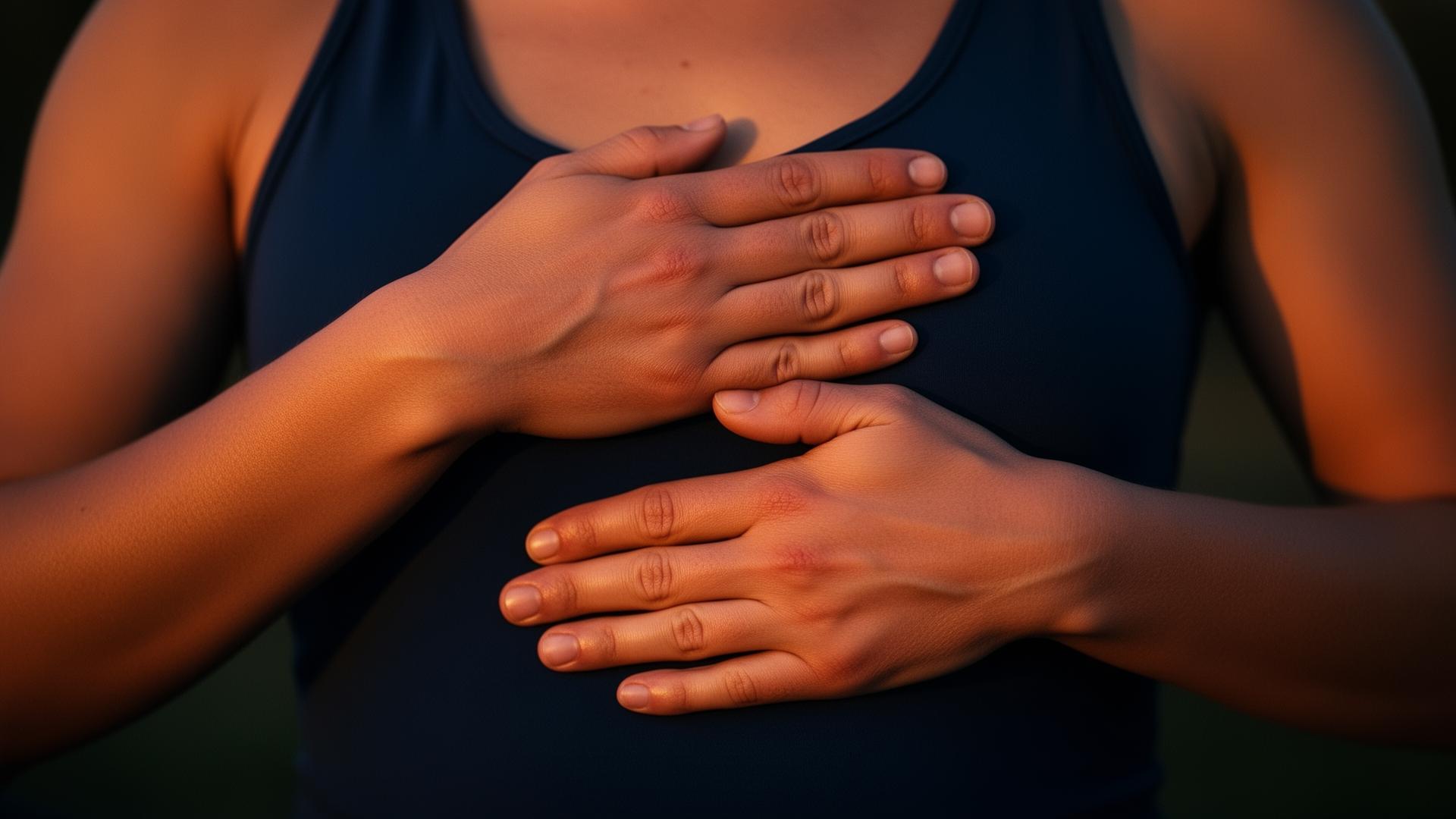 Mãos repousando em respiração consciente